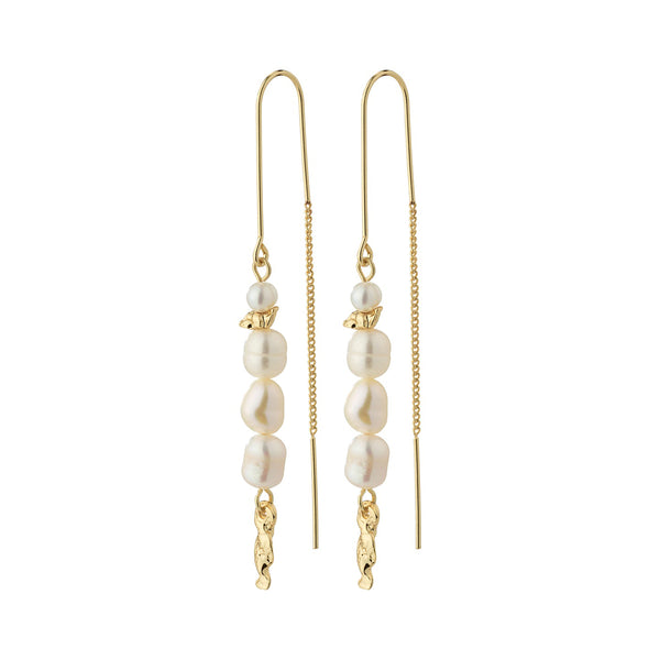 Berthe Gold Plated Pull Through Pearl Earrings