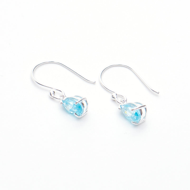 Blue Topaz Silver Teardrop Earrings
