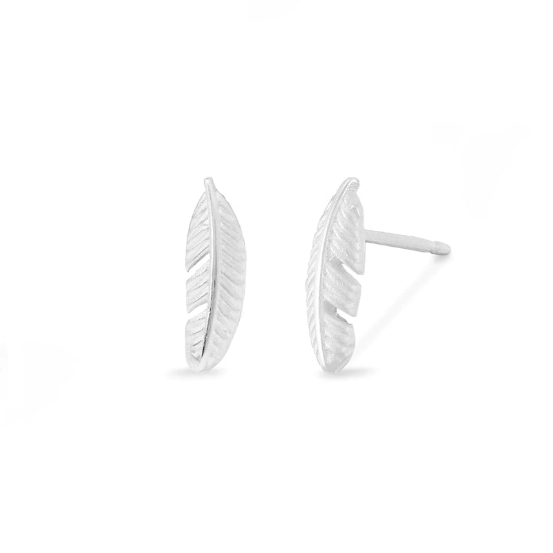 Silver 3D Feather Studs