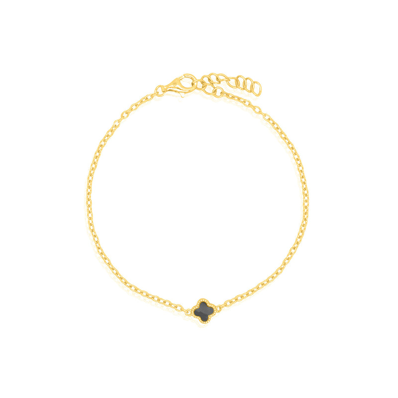 Gold Vermeil Black Agate Clover Bracelet