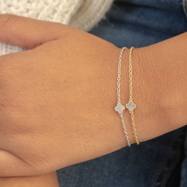 Gold Vermeil Mother of Pearl Clover Bracelet