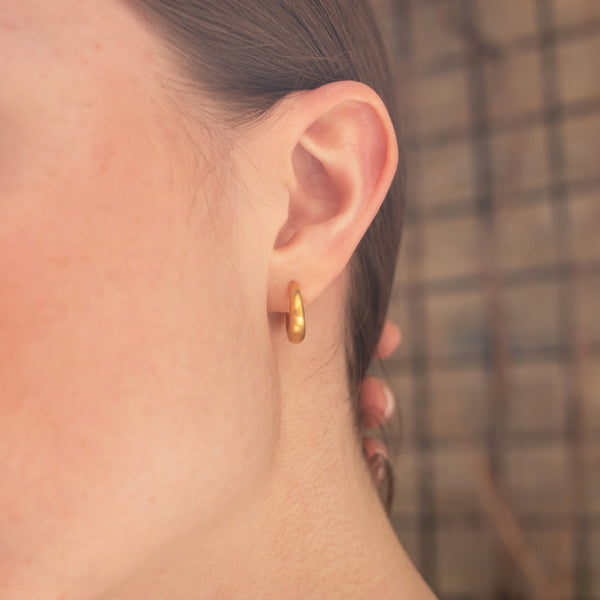 Brushed Gold Vermeil Medium Crescent Click In Hoops