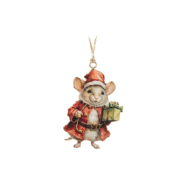 Christmas Mouse with Present Ornament