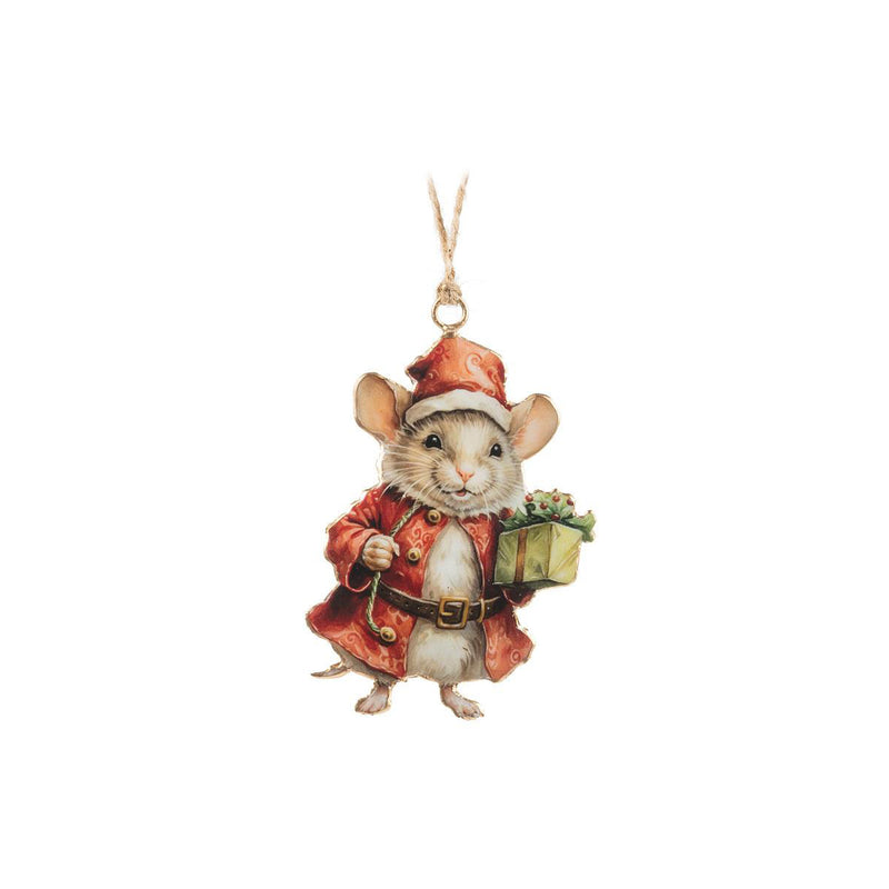 Christmas Mouse with Present Ornament