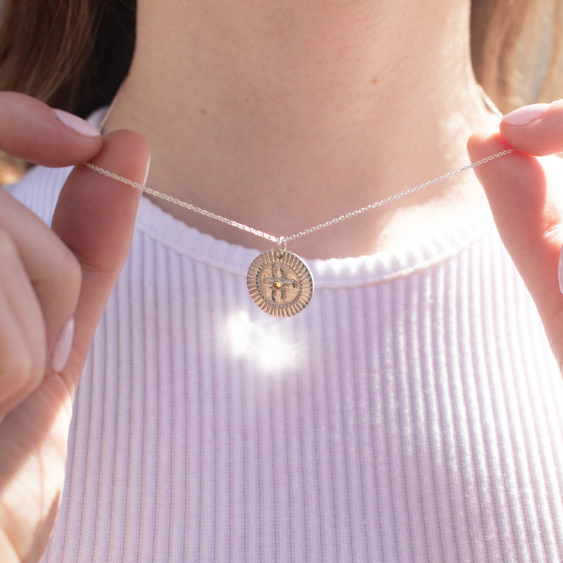 Silver Citrine Medallion Necklace