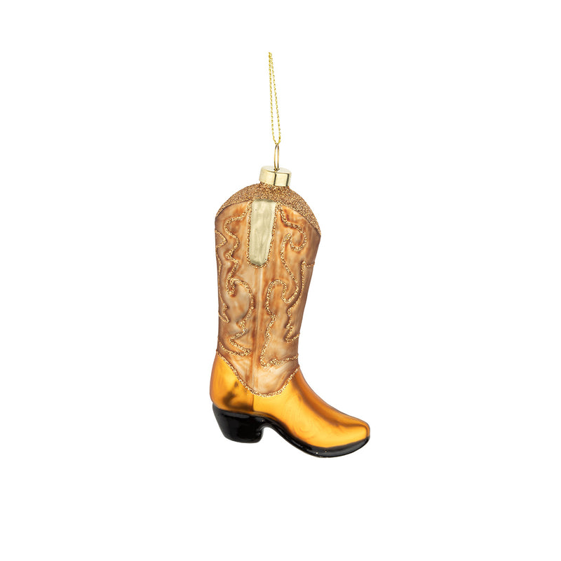 Brown and Gold Cowboy Boot Ornament
