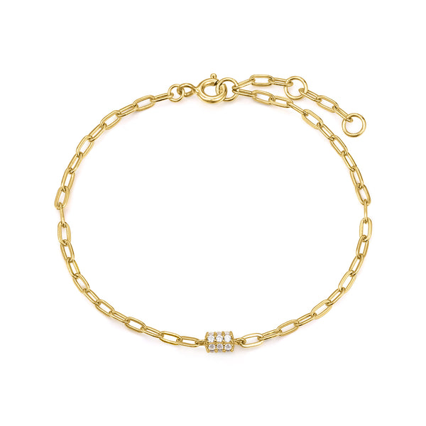Gold Plated Cubic Zirconia Rondelle Bracelet