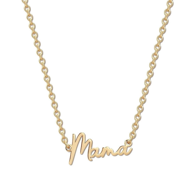 Gold Plated Dainty Script Mama Necklace