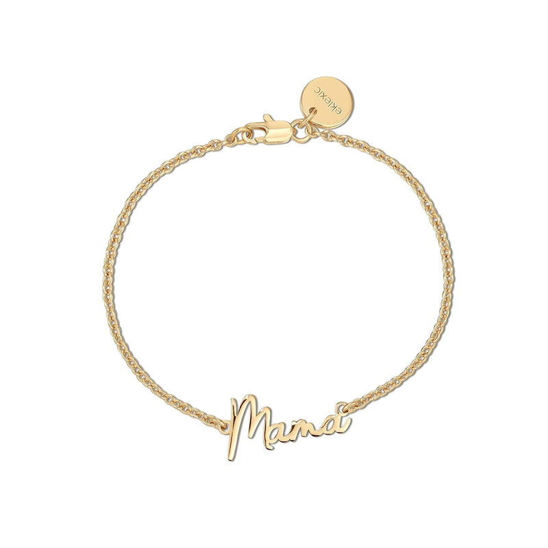 Gold Plated Dainty Script Mama Bracelet