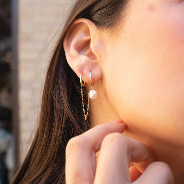 Gold Plated Pearl Hoop & Ear Cuff Combo Earrings