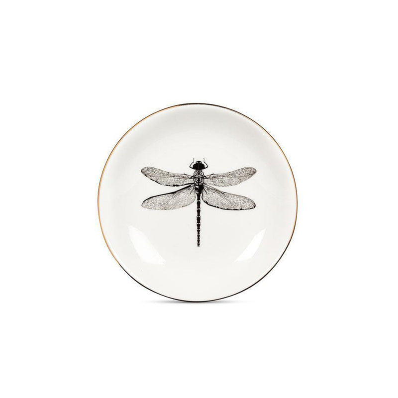 Dragonfly Small Dish with Gold Rim