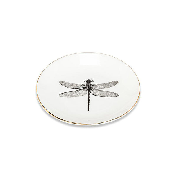 Dragonfly Small Dish with Gold Rim