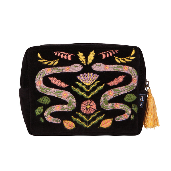 Embroidered Velvet Pouch