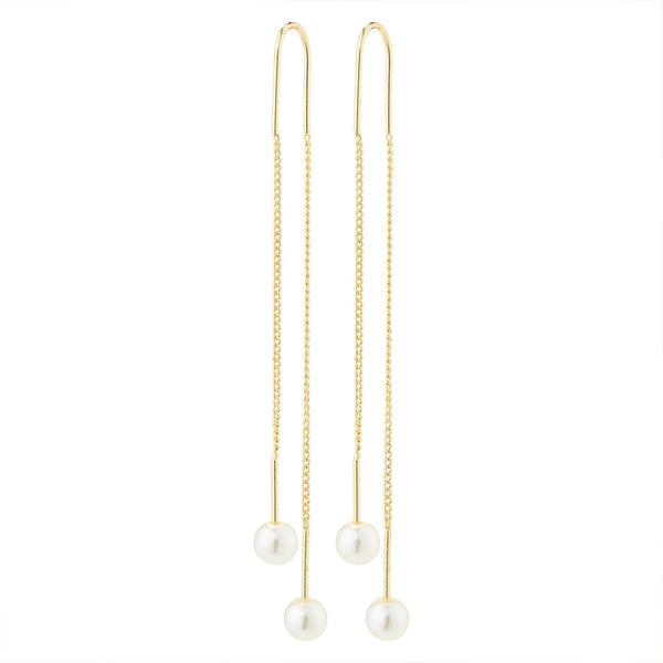 Euonia Gold Plated Pull Through Pearl Earrings