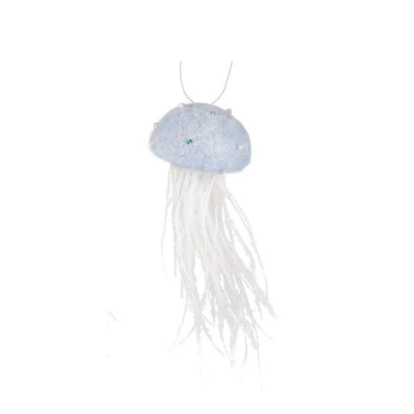 Felted Jellyfish Feathered Ornament