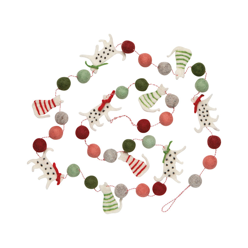 Christmas Cats Felt Garland