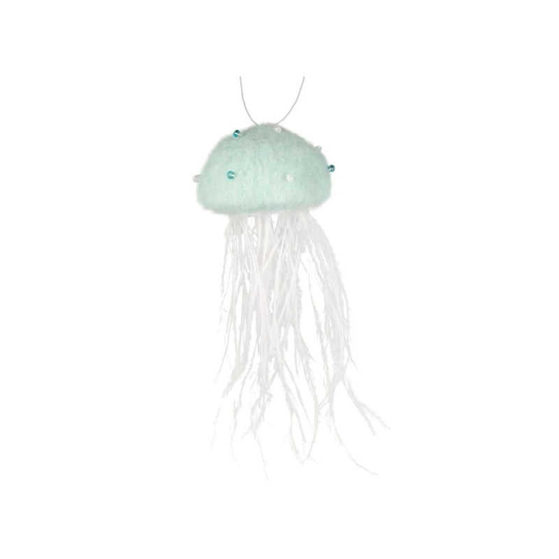 Felted Jellyfish Feathered Ornament