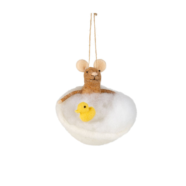 Mouse in a Bubble Bath Felt Ornament