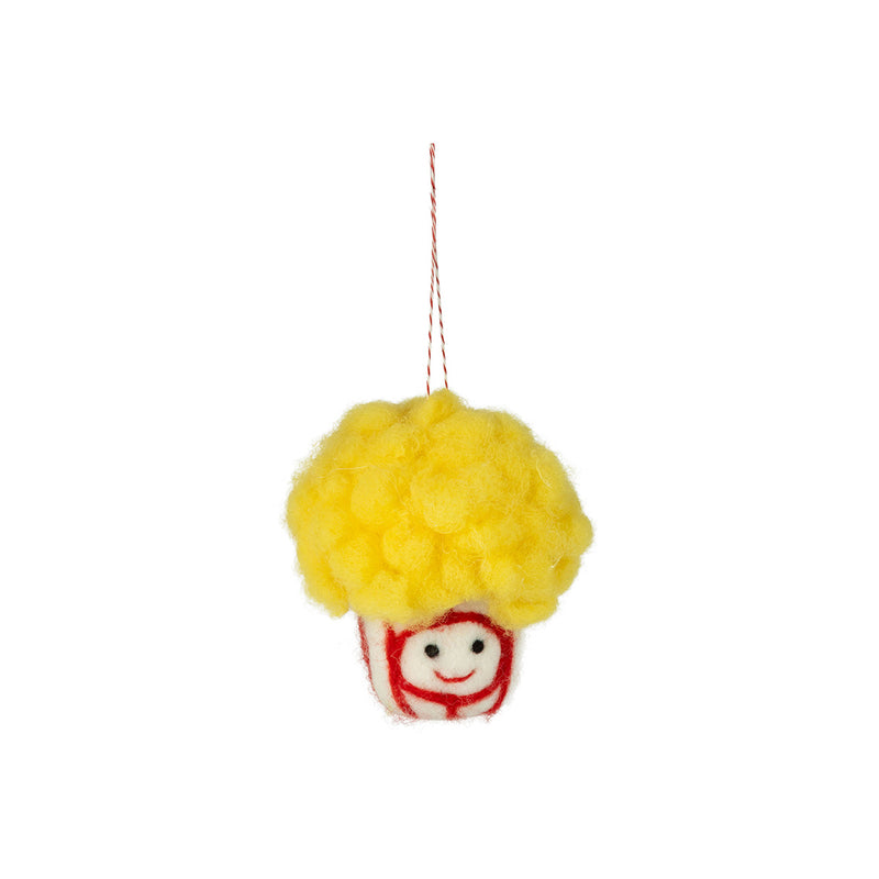 Yellow Popcorn in a Box Felt Ornament