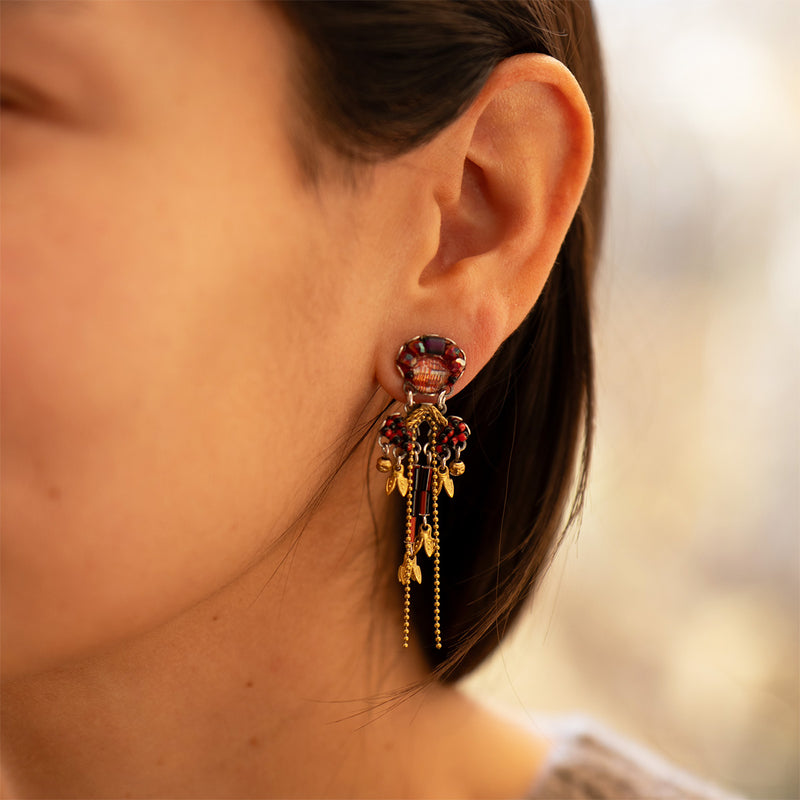 Noble Wine Set, Flame Earrings