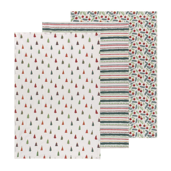 Merry And Bright Baker's Floursack Dishtowels - Set of 3