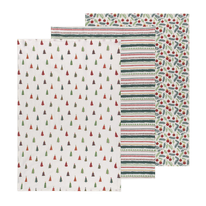 Merry And Bright Baker's Floursack Dishtowels - Set of 3