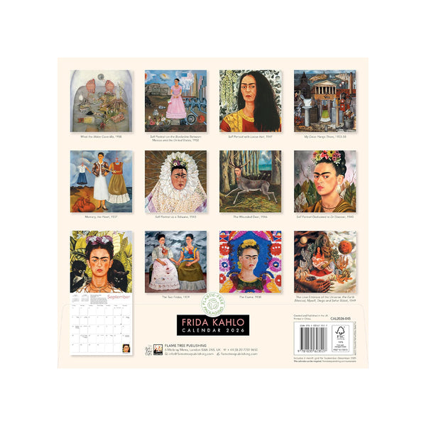 Frida Kahlo Art Wall Calendar 2026