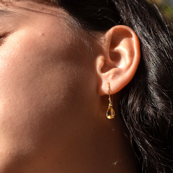 Citrine Gold Vermeil Teardrop Earrings