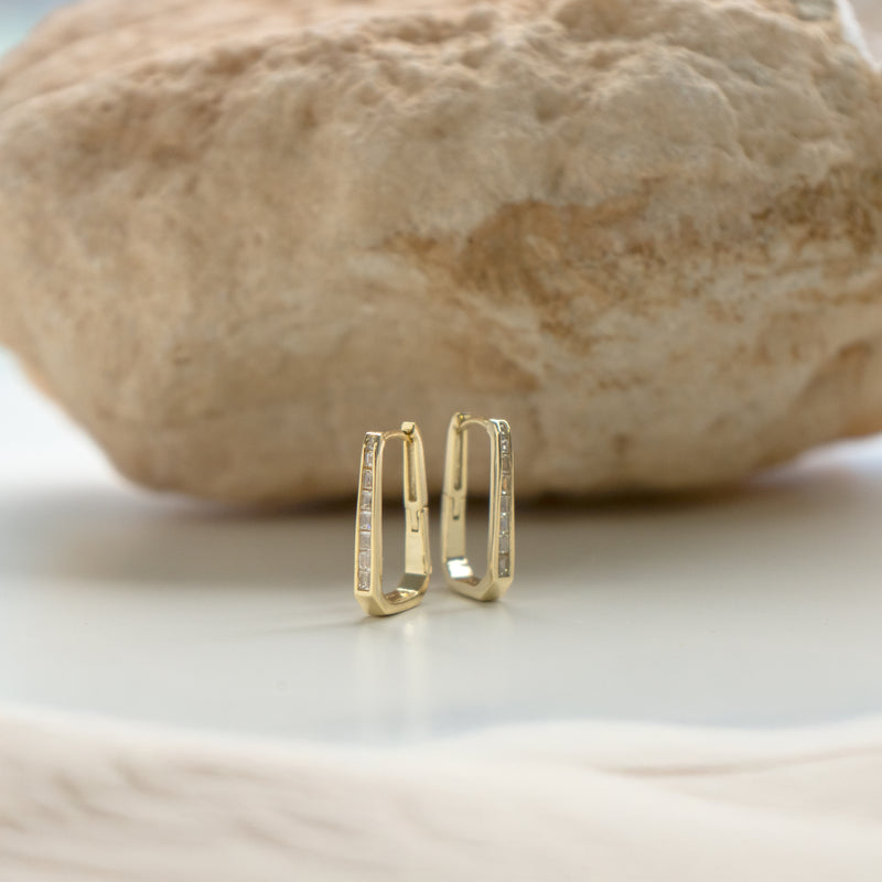 CZ Geometric Huggies