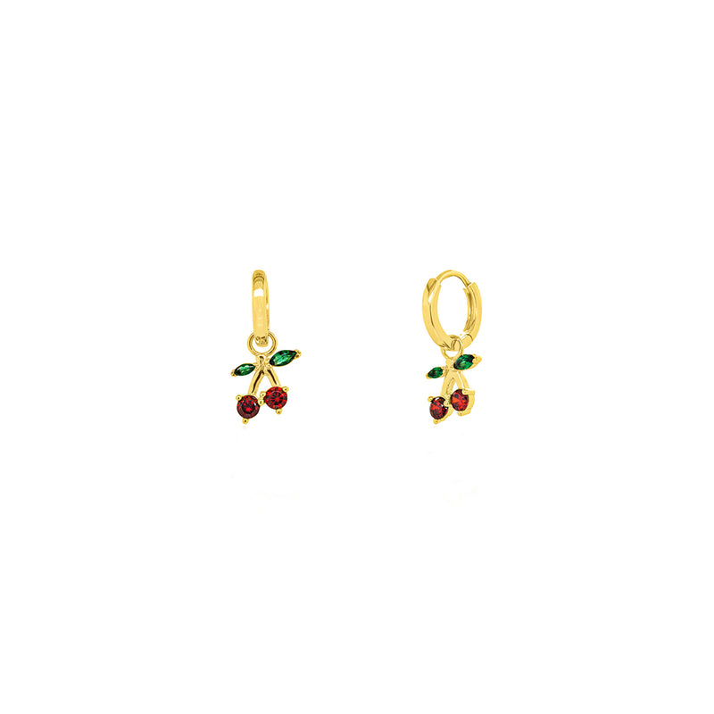 Gold Vermeil CZ Cherries Huggies