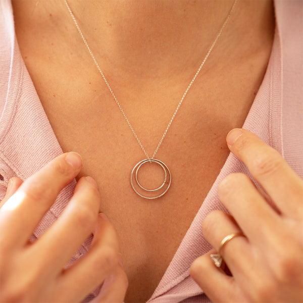 Silver Large Double Hammered Necklace