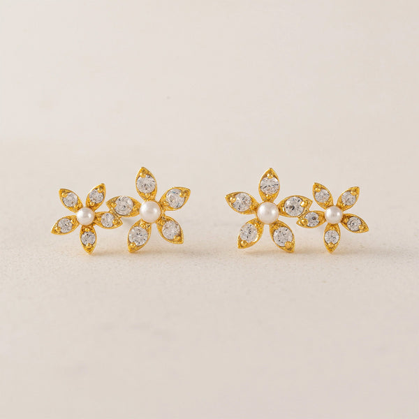 Gold Plated Lily Climber Earrings