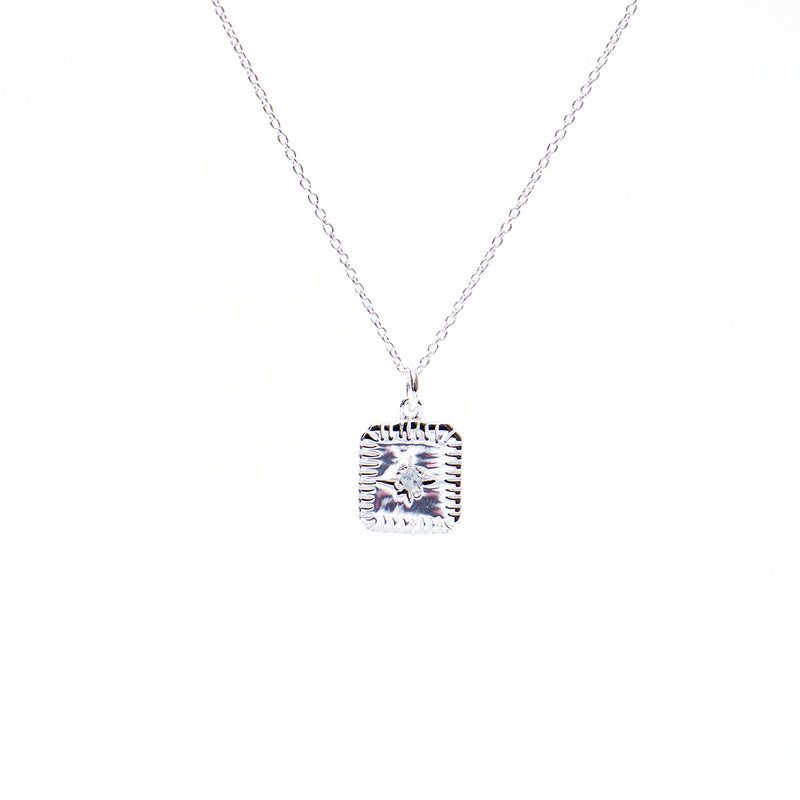 March Square Birthstone Necklace