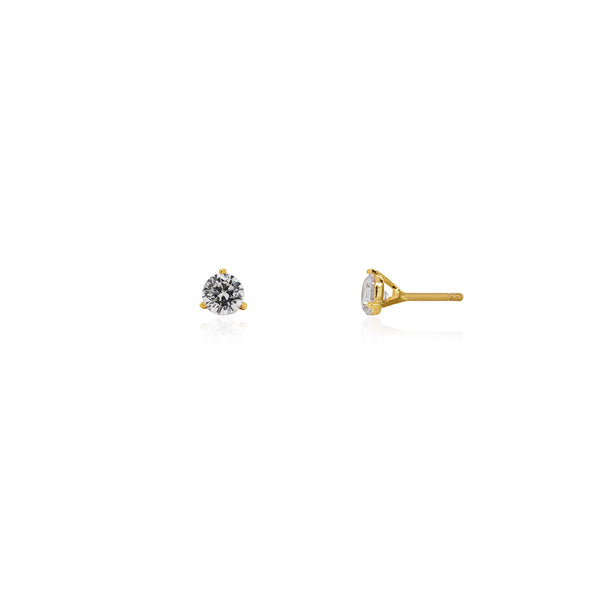 Gold Vermeil 3 Prong Round CZ Martini Studs