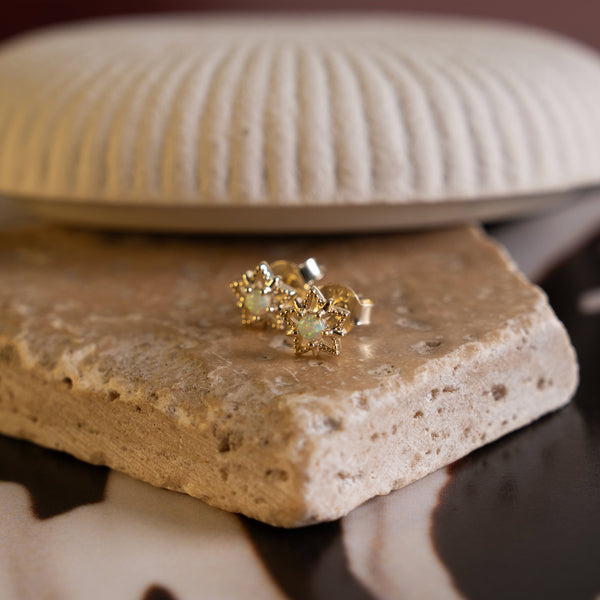 Gold Vermeil Opal Cutout Star Studs