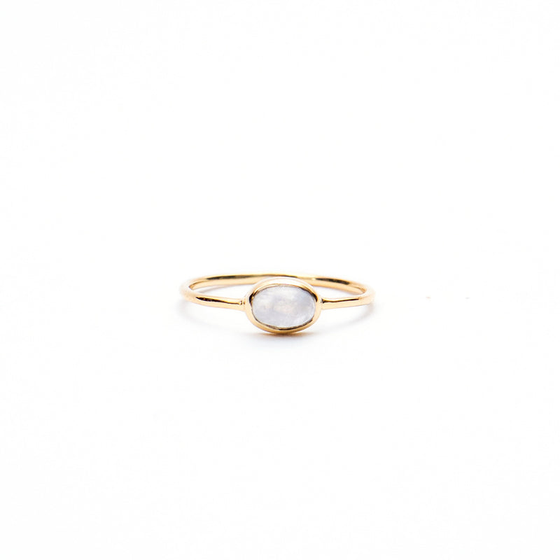 Gold Plated Rainbow Moonstone Oval Ring