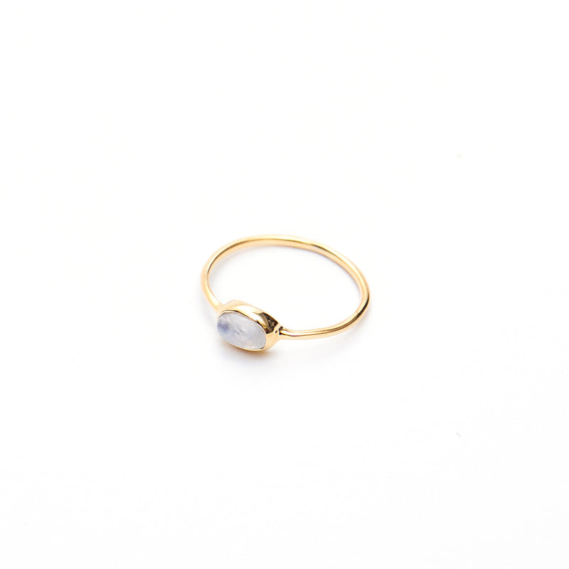 Gold Plated Rainbow Moonstone Oval Ring