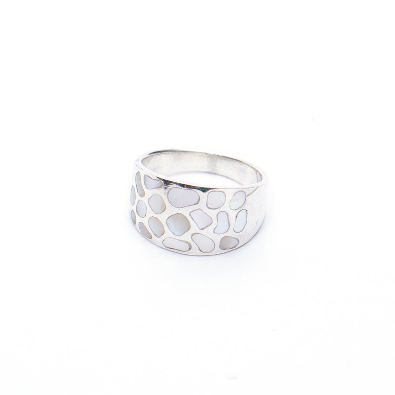 Silver Mother of Pearl Dome Shell Ring