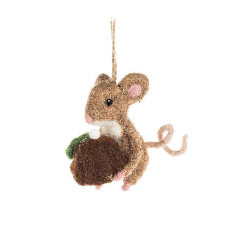 Mouse with Christmas Pudding Ornament