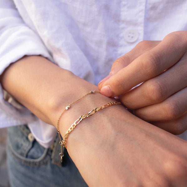 Gold Plated Flat Figaro Chain Bracelet