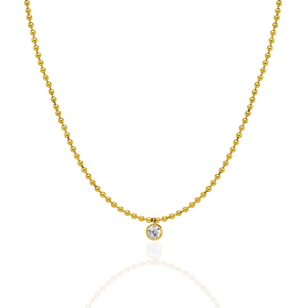 Ball Chain with Round Bezel Set CZ Necklace