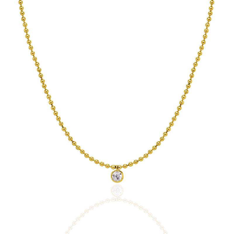 Ball Chain with Round Bezel Set CZ Necklace
