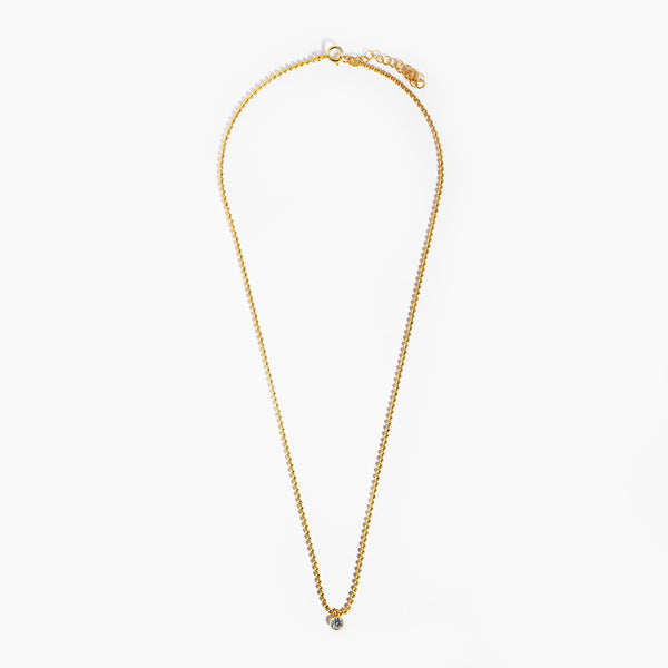 Ball Chain with Round Bezel Set CZ Necklace