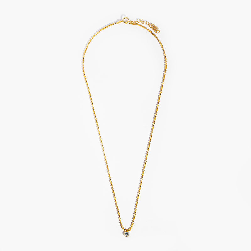 Ball Chain with Round Bezel Set CZ Necklace