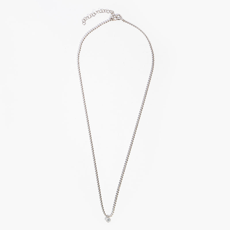 Ball Chain with Round Bezel Set CZ Necklace