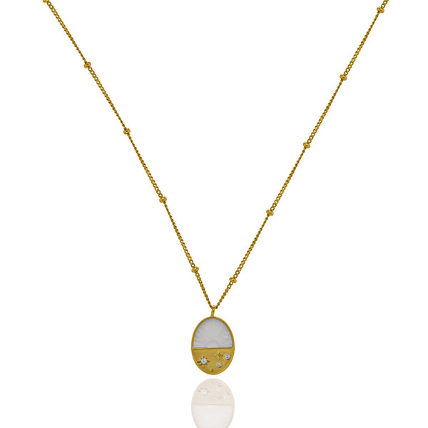 Mother of Pearl Oval Pendant Necklace