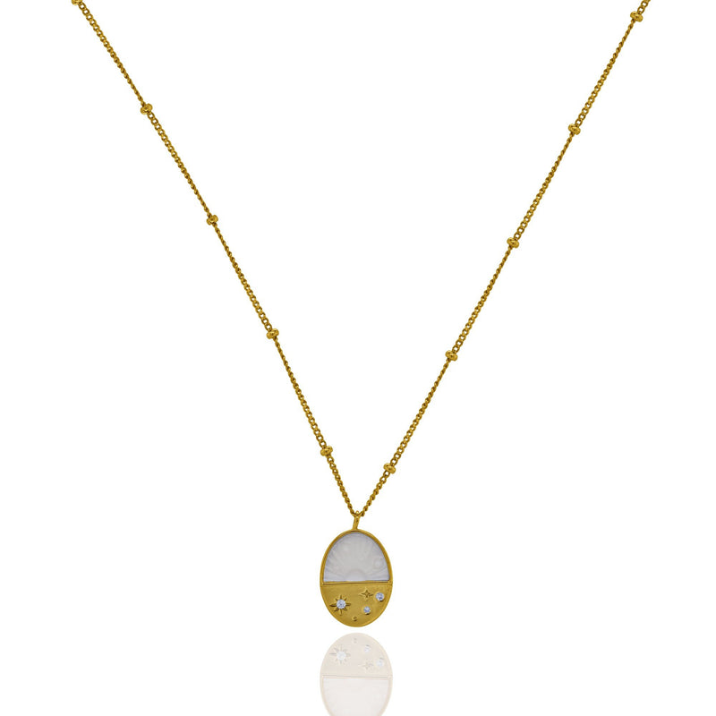 Mother of Pearl Oval Pendant Necklace