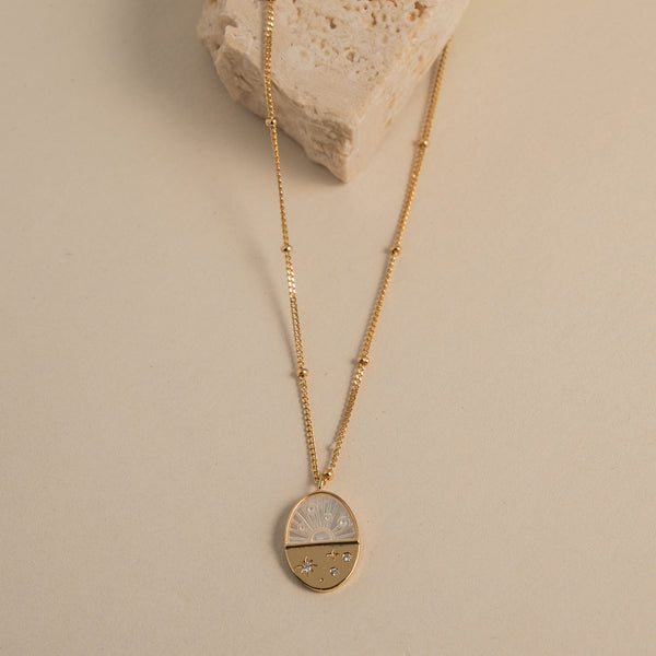 Mother of Pearl Oval Pendant Necklace