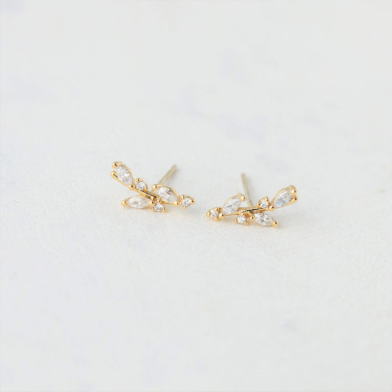 Gold Plated Olive Climber Earrings