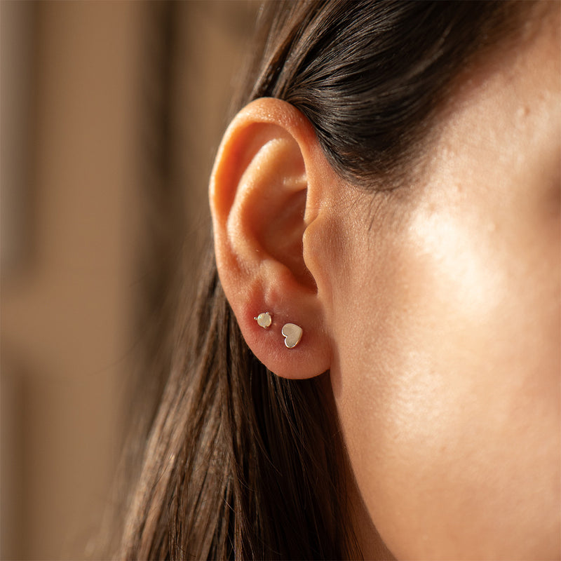 Silver Prong Set Opal Studs